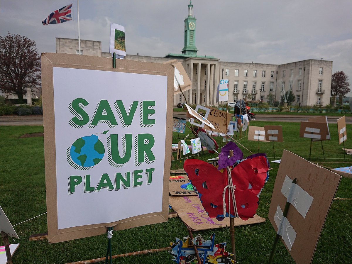 Save our planet sign for climate project